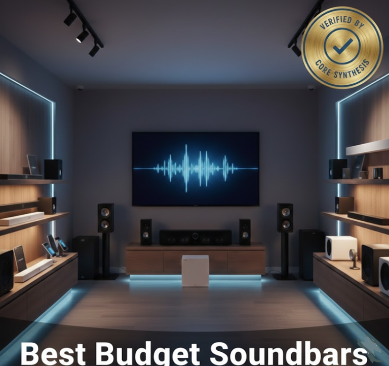 Best Budget Soundbars 2025-26 Top-rated affordable soundbars for 2026 featuring a cinematic audio setup and the Core Synthesis certification